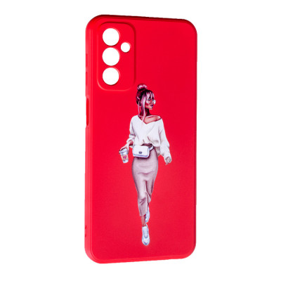 Чехол накладка Art Samsung M236 (M23) Красная/ Девушка