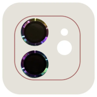 Защитное стекло на камеру Metal iPhone 11/12/12 mini Сиреневое /Rainbow