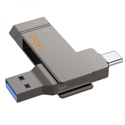 Флеш-накопичувач USB 256Gb Hoco UD15 Clever USB 3.2 + Type-C Сірий