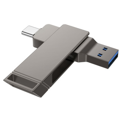 Флеш-накопичувач USB 256Gb Hoco UD15 Clever USB 3.2 + Type-C Сірий