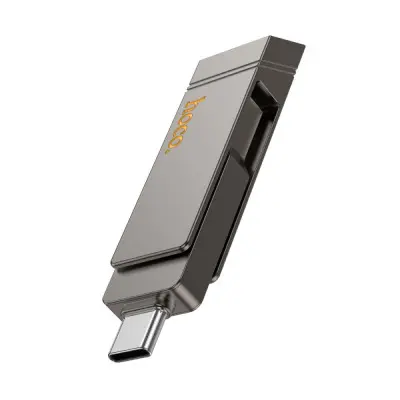 Флеш память USB 64Gb Hoco UD15 Clever USB 3.2+Type-C Серый