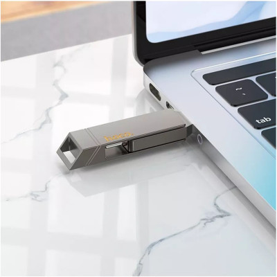 Флеш пам\'ять USB 64Gb Hoco UD15 Clever USB 3.2+Type-C Сірий