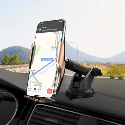 Автотримач Hoco S14 Automatic induction 15W з БЗП Black, Чорний