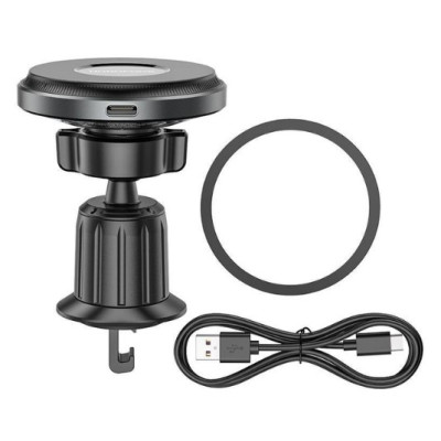 Автотримач Borofone BH202 з БЗП 15W Black, Чорний