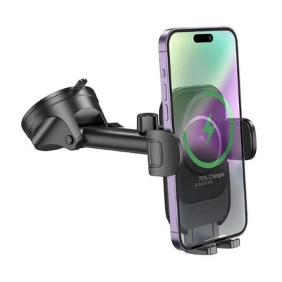 Автодержатель Borofone BH203 с БЗП 15W Black, Черный