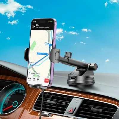 Автотримач Borofone BH203 з БЗП 15W Black Чорний