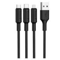 Кабель дата Hoco X25 3in1 Type-C/MicroUSB/Lightning Чёрный Кабель дата Hoco X25 3in1 Type-C/MicroUSB/Lightning Чёрный
