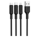 Кабель дата Hoco X25 3in1 Type-C/MicroUSB/Lightning Чёрный