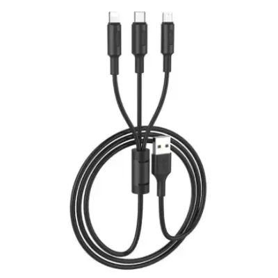 Кабель дата Hoco X25 3in1 Type-C/MicroUSB/Lightning Чорний