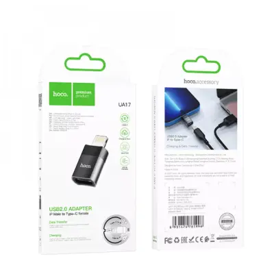 Переходник адаптер OTG Hoco UA17 Lightning to USB+C Чёрный