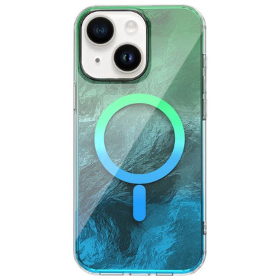 Накладка Shiny Mountain MagSafe iPhone 13/ iPhone 14 Зелена/Синяя