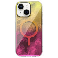 Накладка Shiny Mountain MagSafe iPhone 13/ iPhone 14 Розовая/Желтая