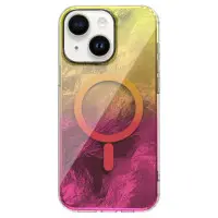 Накладка Shiny Mountain MagSafe iPhone 13/ iPhone 14 Розовая/Желтая