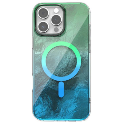 Чехол Накладка Shiny Mountain MagSafe iPhone 16 Pro Max Зеленая/Синяя