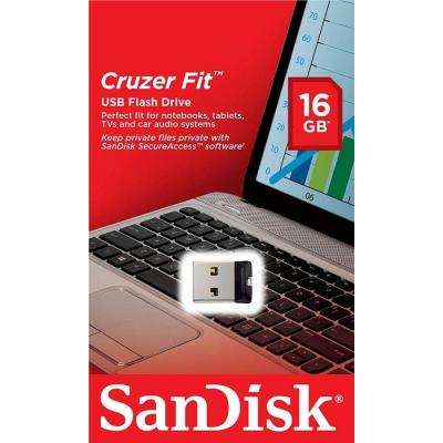 Флеш пам\'ять USB 16Gb San Disk Cruzer Fit USB 2.0 Black, Чорний