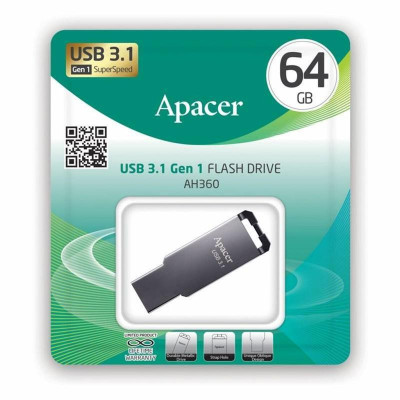 Флеш память USB 64Gb Apacer AH360 USB 3.1 Металический