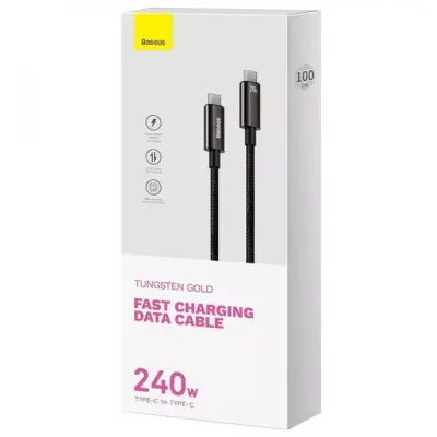 Кабель дата Baseus Tungsten Type-C to Type-C 1м 240W Чёрный Кабель дата Baseus Tungsten Type-C to Type-C 1м 240W Чёрный