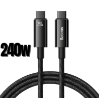 Кабель дата Baseus Tungsten Type-C to Type-C 3м 240W Чорний Кабель дата Baseus Tungsten Type-C to Type-C 3м 240W Чорний