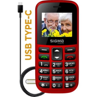 Мобільний телефон Sigma Comfort 50 EASY TYPE-C Red, Червоний