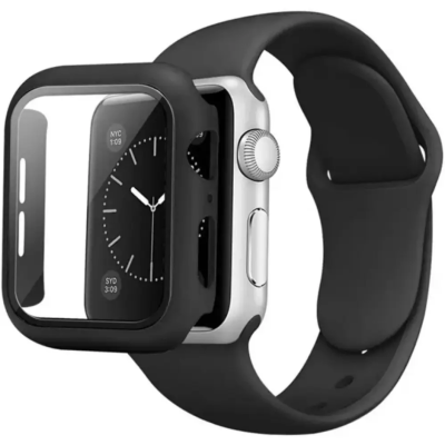 Ремінець Apple Watch 38мм Силікон+скло черный