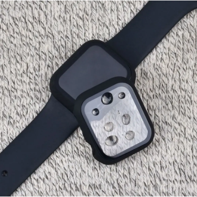Ремінець Apple Watch 38мм Силікон+скло  чорний