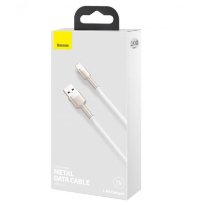 Кабель дата для телефону Baseus Cafule Metal Lightning 1м Білий