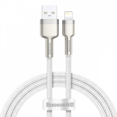 Кабель дата для телефону Baseus Cafule Metal Lightning 1м Білий