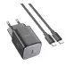 Мережевий зарядний пристрій Hoco N43  VistaPD 30W 1-Type-C + Кабель Type-C to Type-C Чорний (Starlight black)