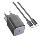 Мережевий зарядний пристрій Hoco N43  VistaPD 30W 1-Type-C + Кабель Type-C to Type-C Чорний (Starlight black)