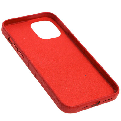 Чехол накладка Leather Croc iPhone 12/12 Pro Красная