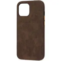 Чехол накладка Leather Croc iPhone 12/12 Pro Коричневая