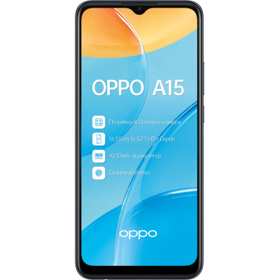 Смартфон OPPO A15s 4/64GB Dynamic Black, чорний