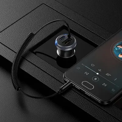 AUX Трансмітер Borofone BC64 USB-A + USB-C Чорний AUX Трансмітер Borofone BC64 USB-A + USB-C Чорний