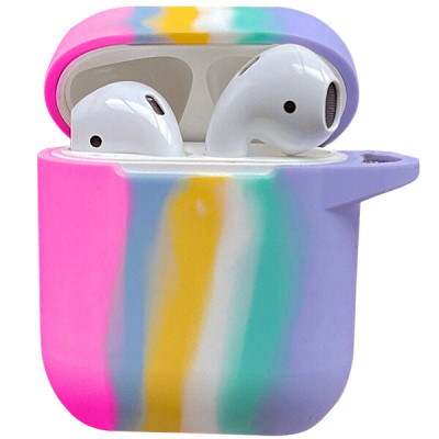 Чохол для AirPods 1/2 Colorfull Темно-рожевий/Блакитний