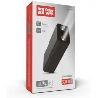 Универсальная мобильная батарея Повербанк ColorWay 30000mAh Lamp Черный
