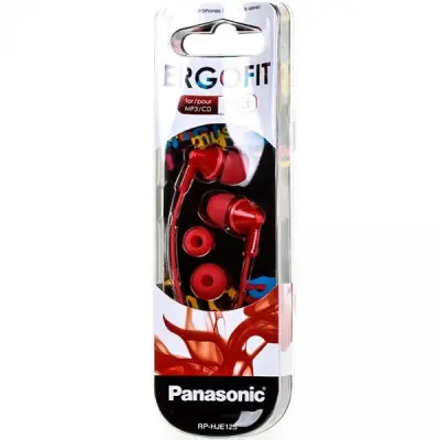 Провідні вакуумні навушники Panasonic RP-HJE125E-K Red, червоні