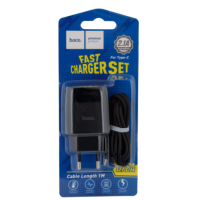 Мережевий зарядний пристрій Hoco C72Q 1USB/18W/QC 3.0 + Type-C Black, Чорний Мережевий зарядний пристрій Hoco C72Q 1USB/18W/QC 3.0 + Type-C Black, Чорний