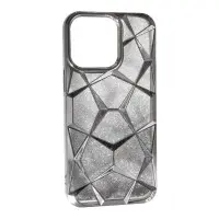 Чехол накладка Abstraction Color  iPhone 15 Серебряная