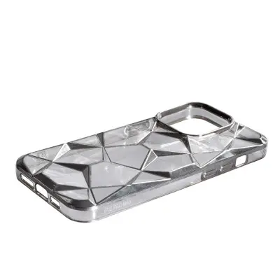 Чехол накладка Abstraction Color  iPhone 15 Pro Серебряная