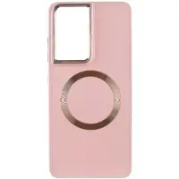 Чехол накладка Bonbon Metal MagSafe Samsung G998 (S21 Ultra) Розовая