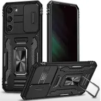 Чехол накладка Camshield Army Ring Samsung G990 (S21 FE) Черная
