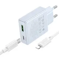 Сетевое зарядное устройство Hoco C142A 1PD+1USB 20W + Type-C to Type-C Голубой Сетевое зарядное устройство Hoco C142A 1PD+1USB 20W + Type-C to Type-C Голубой