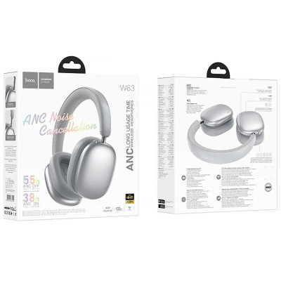 Безпровідні повнорозмірні навушники  Носо W63 Срібні