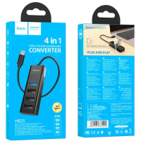 USB хаб Hoco HB26 Type-C 4in1 Grey, Сірий USB хаб Hoco HB26 Type-C 4in1 Grey, Сірий