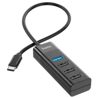USB хаб Hoco HB25 Type-C 4in1 Black, Чорний