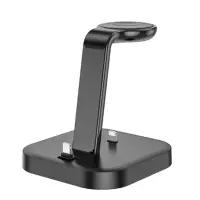 Беспроводное зарядное устройство Hoco CW43 Gracefull 3 in 1 Black, Чёрный