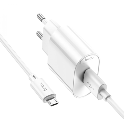 Сетевое зарядное устройство Hoco C109A 1USB/18W/QC 3.0 + MicroUSB White, Белый