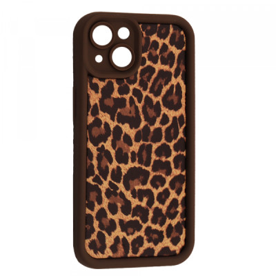 Чехол Накладка Leopard iPhone 15 Коричневая 2