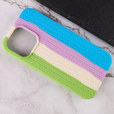 Чехол накладка Full Braided iPhone 13 Pro Мятная/Голубая