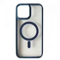 Чехол накладка Crystal Guard MagSafe iPhone 13 Темно-синяя